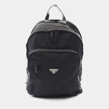 Pre Owned Prada Tessuto Backpack Nylon And Saffiano Leather Black
