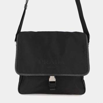 Pre Owned Prada Messenger Bag Black Nylon