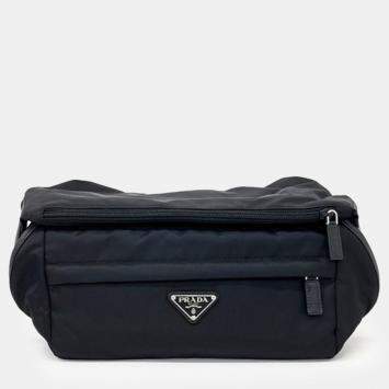 Pre Owned Prada Black Re-Nylon Biker Bag Medium