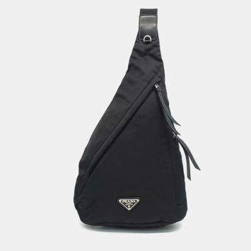Pre Owned Prada Black Re-Nylon Slingback (2VZ092)