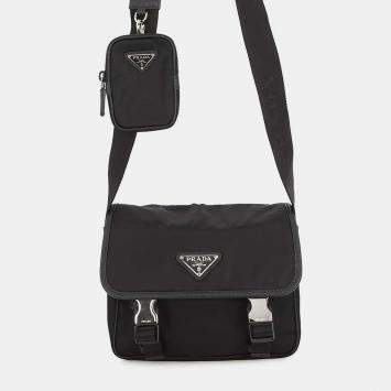 Pre Owned Prada Re-Nylon Shoulder Bag Black Nylon Leather