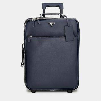 Pre Owned Prada 2VQ004 Navy Saffiano Leather Travel Bag