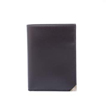 Pre Owned Prada Dark Brown Leather Bi Fold Card Holder