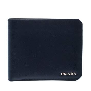 Pre Owned Prada Navy Blue Saffiano Leather Bifold Wallet