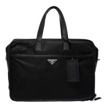 Pre Owned Prada Black Nylon Briefcase 