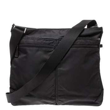 Pre Owned Prada Black Nylon and Leather Messenger Bag