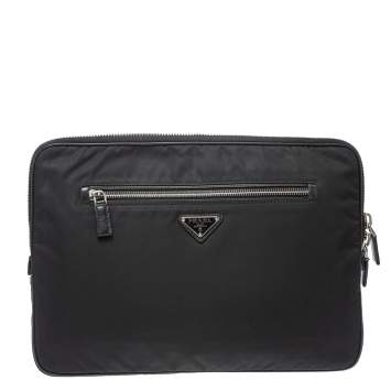 Pre Owned Prada Black Nylon Zip Document Pouch