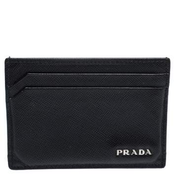Pre Owned Prada Black Saffiano Leather Card Holder