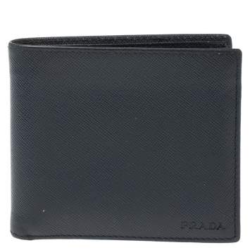Prada Blue Saffiano Lux Leather Bifold Wallet