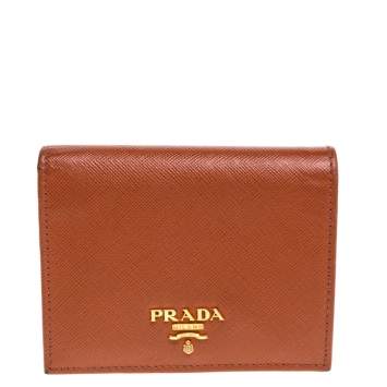 Pre Owned Prada Hazelnut Saffiano Lux Leather Bi-Fold Wallet