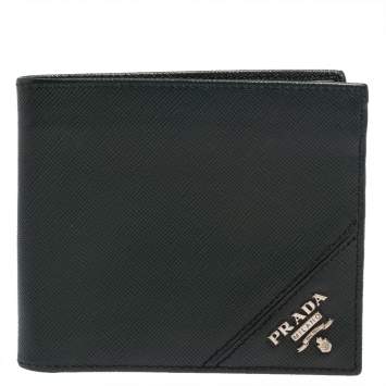 Pre Owned Prada Green Saffiano Lux Leather Bifold Wallet