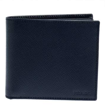 Pre Owned Prada Navy Blue Saffiano Lux Leather Bifold Wallet