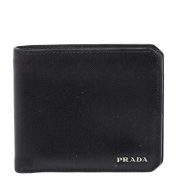 Pre Owned Prada Black Saffiano Leather Bifold Wallet
