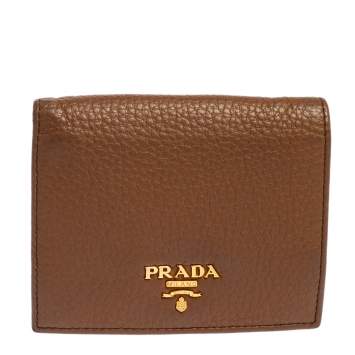 Pre Owned Prada Tan Leather Bifold Wallet