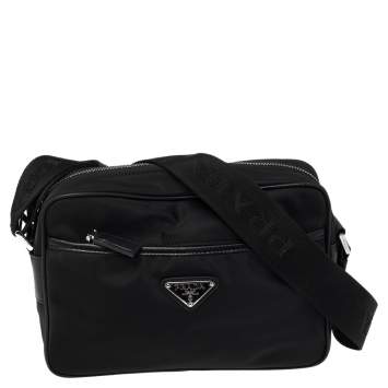 Pre Owned Prada Black Nylon and Saffiano Leather Shoulder bag