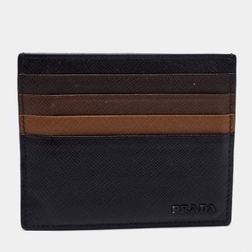 Pre Owned Prada Tri Color Saffiano Leather Card Holder
