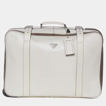 Prada Off White Saffiano Travel Valigia Suitcase