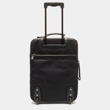 Pre Owned Prada Black Nylon and Saffiano Leather Luggage 50