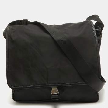 Pre Owned Prada Black Nylon and Leather Messenger Bag