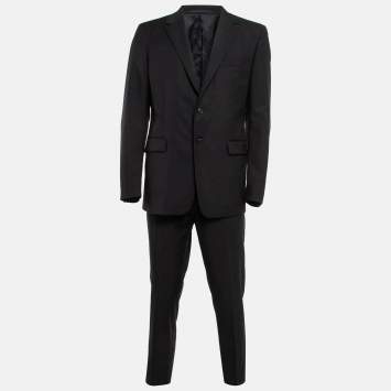 Pre Owned Prada Black Wool Blend Single Breasted Pants Suit XXL
