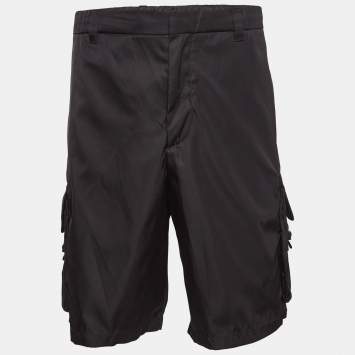 Pre Owned Prada Black Re-Nylon cargo Shorts XXL