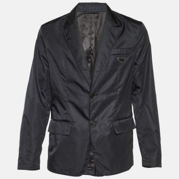 Pre Owned Prada Black Re-Nylon Single Breasted Blazer XL