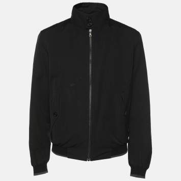 Pre Owned Prada Black Synthetic Zip Front Jacket M