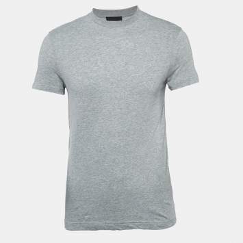Pre Owned Prada Grey Cotton Crew Neck T-Shirt XS