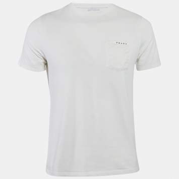 Prada White Cotton Knit Pocket Detail Crew Neck T-Shirt S