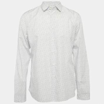 Prada White Printed Cotton Button Front Shirt XXL