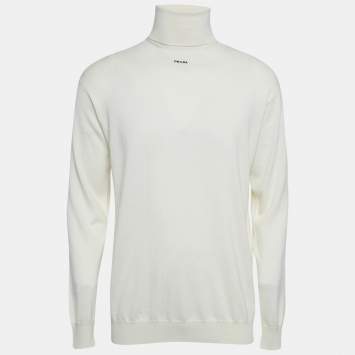 Prada Off-White Cashmere Turtle Neck Long Sleeve Sweater S