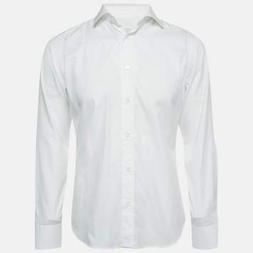 Prada White Cotton Long Sleeve Shirt M