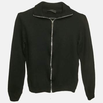 Prada Black Wool Zip-Up Jacket M