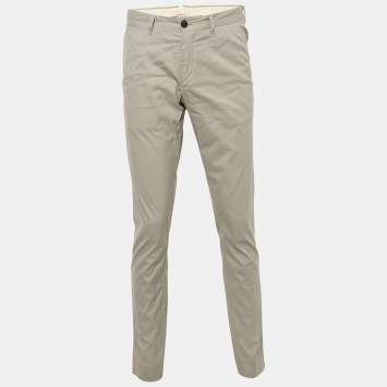 Prada Grey Cotton Regular Fit Trousers M