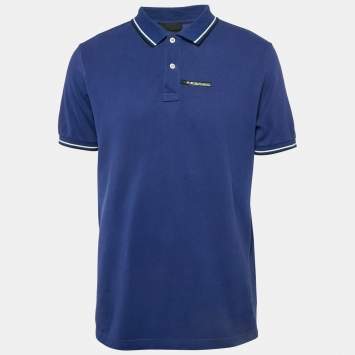 Prada Blue Cotton Knit Polo T-Shirt XL