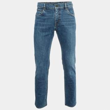 Prada Navy Blue Denim Straight Leg Jeans M Waist 34" 