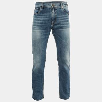 Prada Navy Blue Denim Tapered Leg Jeans L Waist 35" 