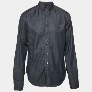 Prada Blue Denim Button Front Shirt XL 