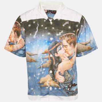 Prada White Cotton Impossible True Love Camp Shirt L