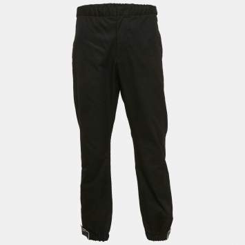 Prada Black Cotton Velcro Detail Jogger Pants L