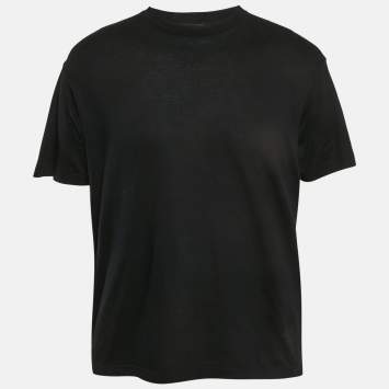 Prada Black Land of Prada Mermaid Embroidery Cotton Oversized Crew Neck T-Shirt L