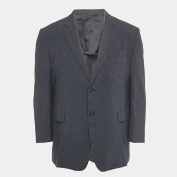 Pre Owned Prada Blue Checkered Wool Blend Blazer XXL