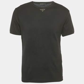 Prada Grey Cotton Crew Neck T-Shirt 3XL Prada | TLC