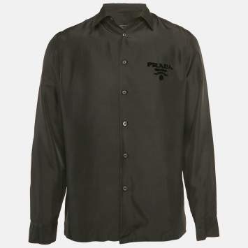 Pre Owned Prada Black Nylon Button Front Shirt M