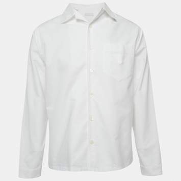 مملوكة مسبقًا قميص برادا قطن أبيض بأكمام طويلة مقاس كبير ( لارج )