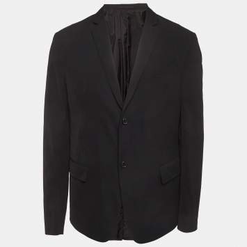 Pre Owned Prada Black Gabardine Single Breasted Blazer XXL