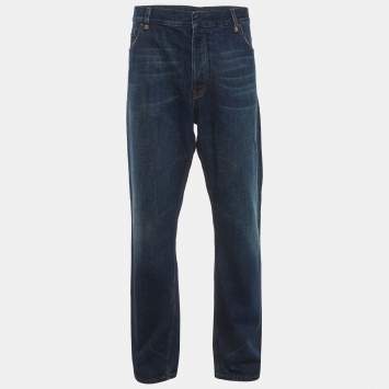 Pre Owned Prada Blue Denim Buttoned Loose Fit Jeans XXL/Waist 40"
