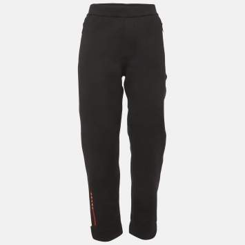 Pre Owned Prada Black Technical Jersey Recycled Double Pants L