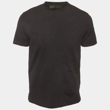 مملوكة مسبقًا Prada Black Jersey Crewneck T-Shirt L