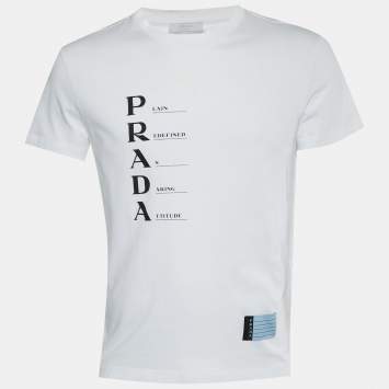 Pre Owned Prada White Cotton Acronym T-Shirt M